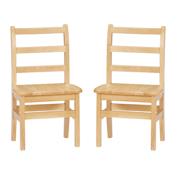 A pair of Jonti-Craft wooden ladderback chairs.