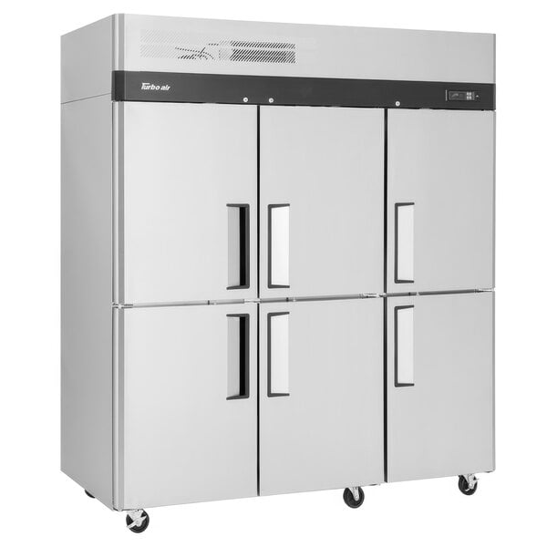 A Turbo Air M3 Series white stainless steel reach-in refrigerator with four doors.
