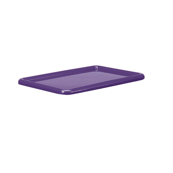 A purple plastic tray with a white background.