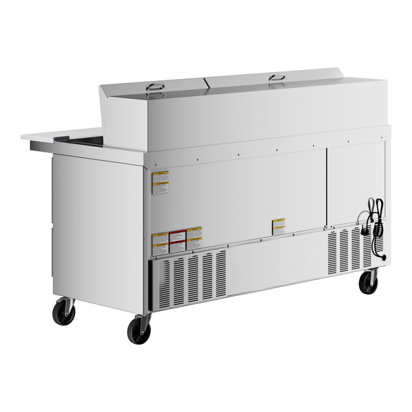 A large stainless steel Beverage-Air refrigerator with 6 drawers and a mega top.