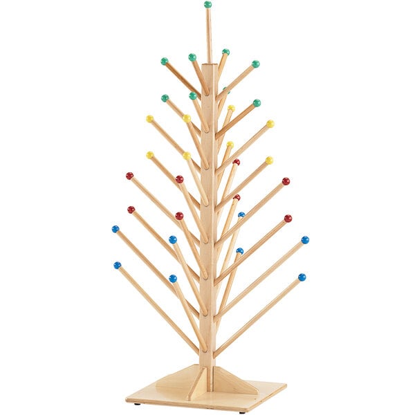 A Jonti-Craft wooden puppet tree with pegs.