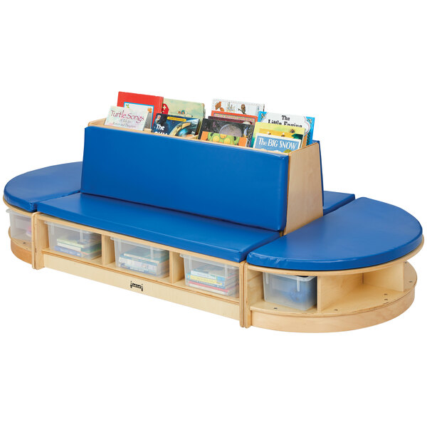 a blue cushion with a blue back