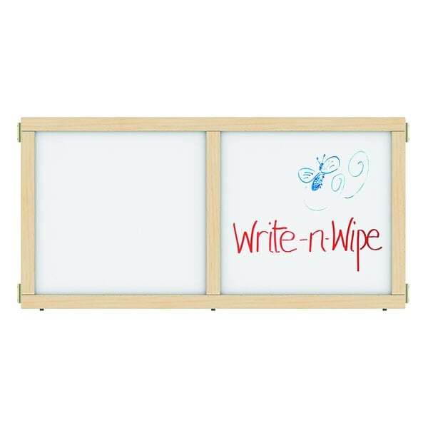 A white Write-n-Wipe panel with a wooden frame.