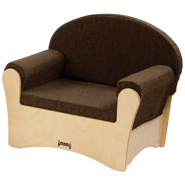 A Jonti-Craft espresso wood chair with a brown cushion.