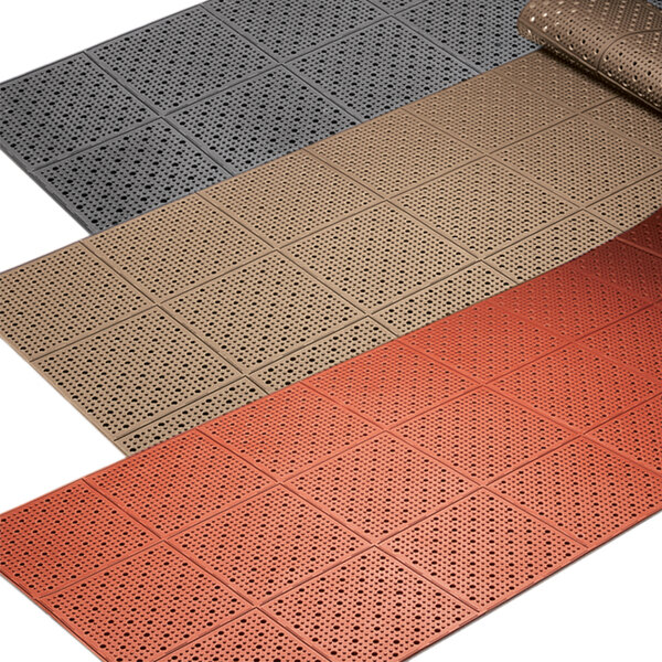 a group of different colored mats