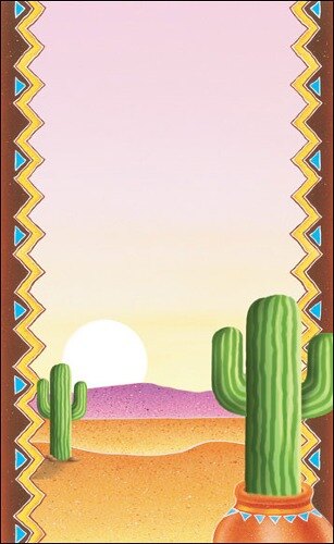 Menu paper with a Southwest themed cactus design cover.