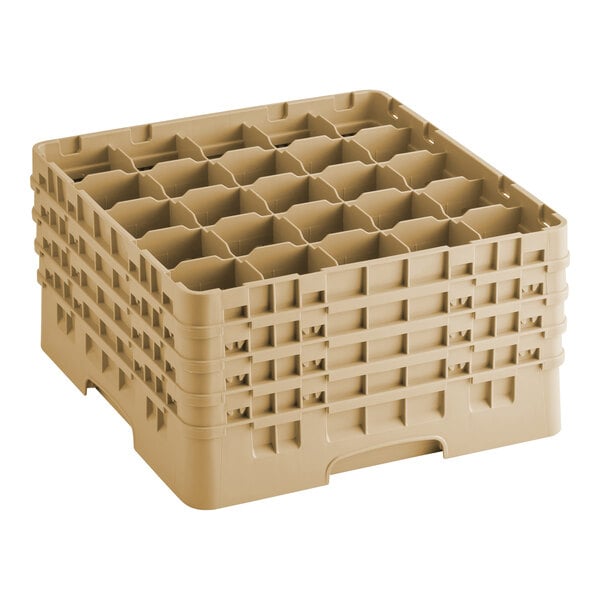 Cambro Camrack 9 3/8" High Customizable 25-Compartment Glass Rack with 4 Extenders