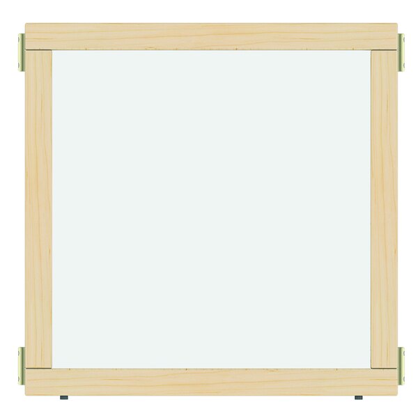 A wooden frame with a see-thru panel in the middle.