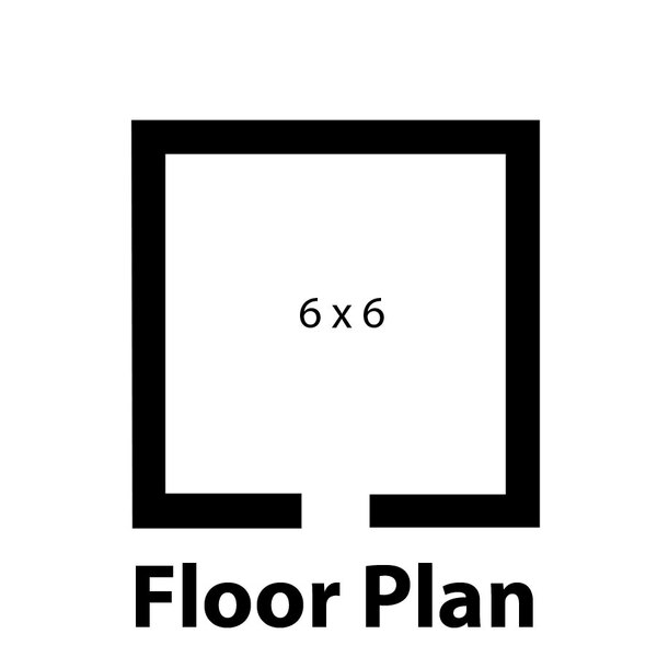 A floor plan for a 6' x 6' square room with the text "Norlake Kold Locker"