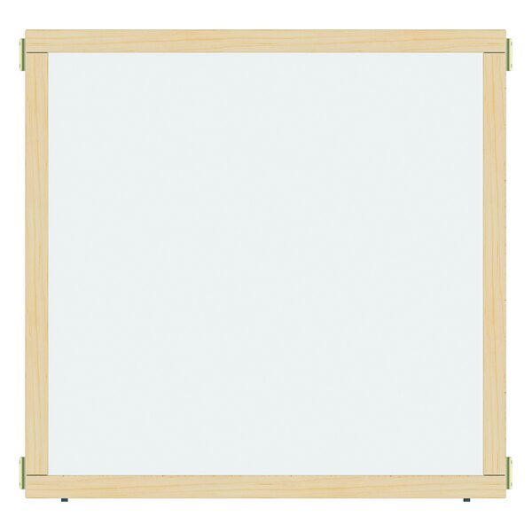 A white and wood A-Height See-Thru panel with a wooden frame.