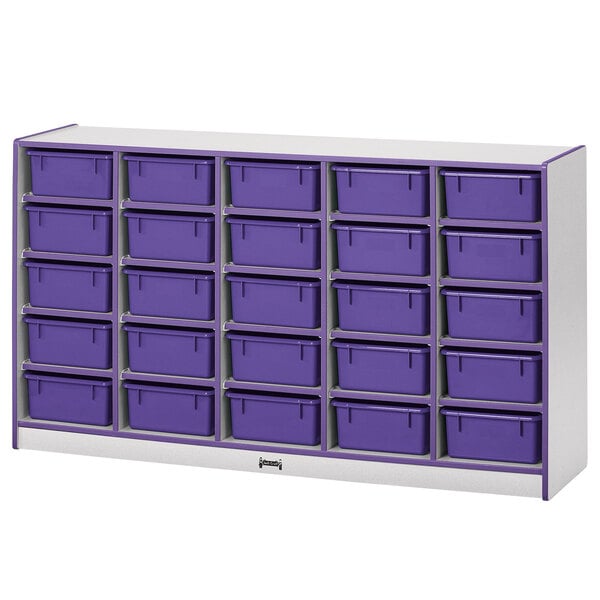 a purple drawer with a handle