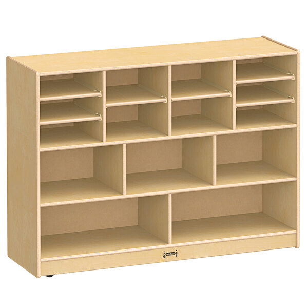 A Jonti-Craft wooden storage unit with shelves and drawers.