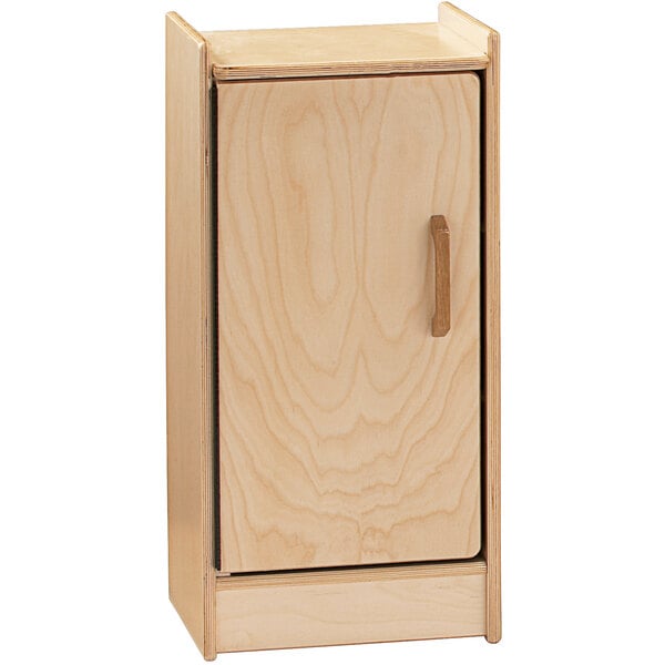 a wooden cabinet with a handle