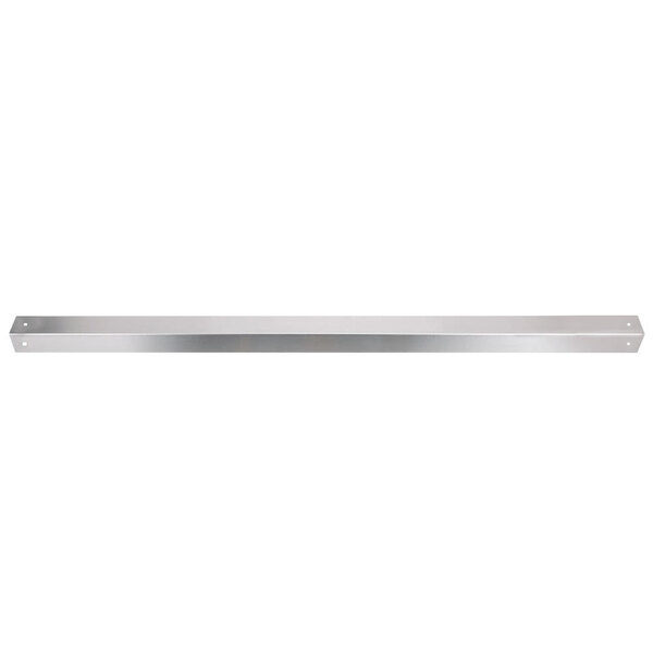 A long stainless steel corner guard with a metal bar.