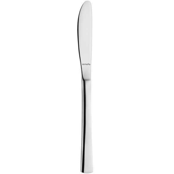 An Amefa stainless steel dessert knife with a silver handle.