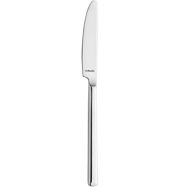 An Amefa stainless steel dessert knife with a silver handle.