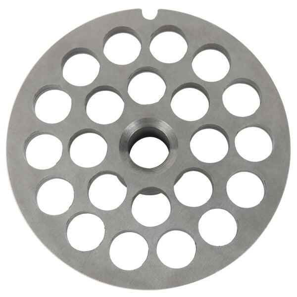 A Globe CP10-12 chopper plate, a circular metal disc with holes.