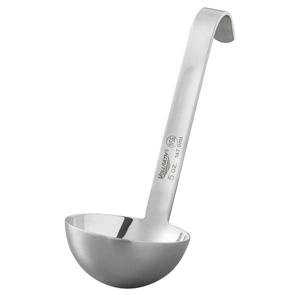 A silver stainless steel Vollrath Jacob's Pride ladle with a short handle.