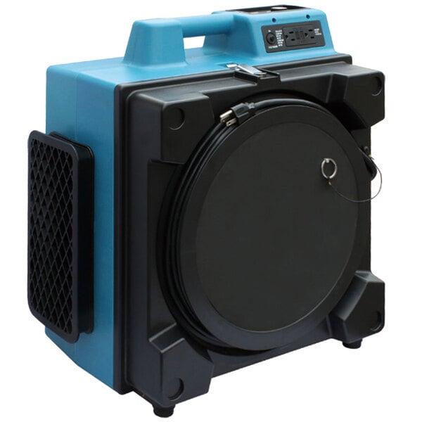 A blue and black XPOWER air purifier.