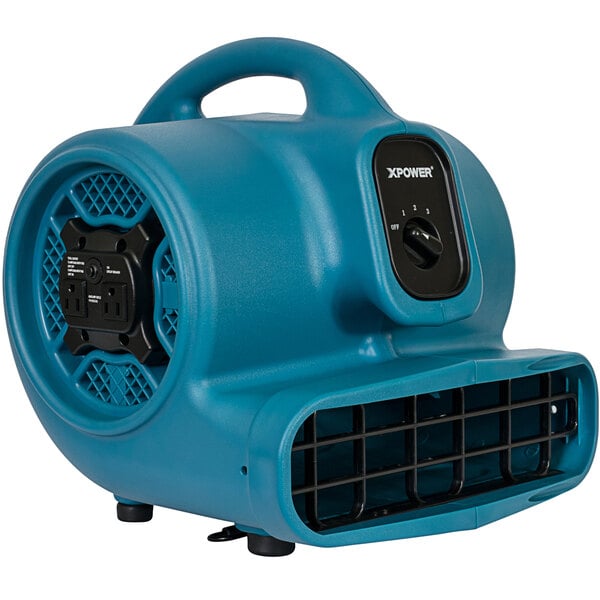 XPOWER X-400A Blue 3-Speed Air Mover with GFCI Power Outlets - 1/4 hp