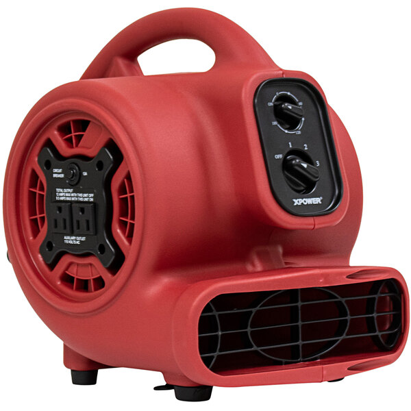 A red XPOWER air mover with black knobs.