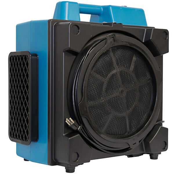 An XPOWER blue and black professional air scrubber.