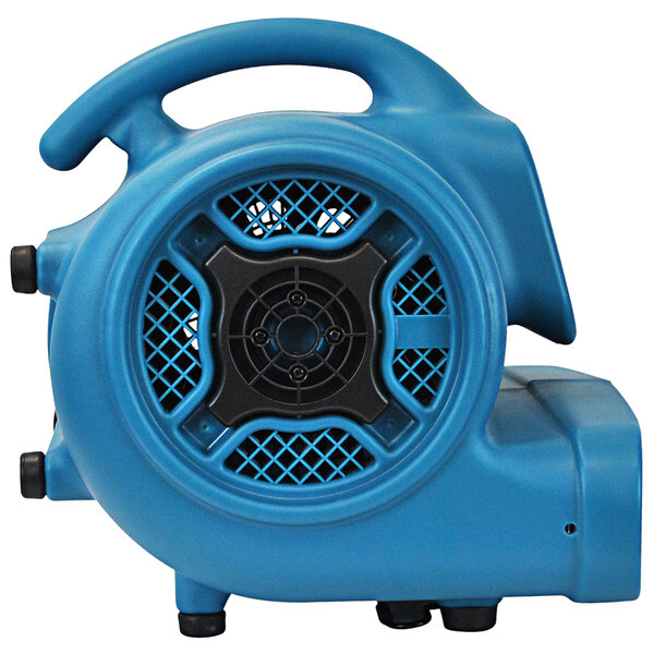 A blue XPOWER air blower with a black handle.