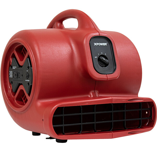 A red XPOWER air blower with a black handle.