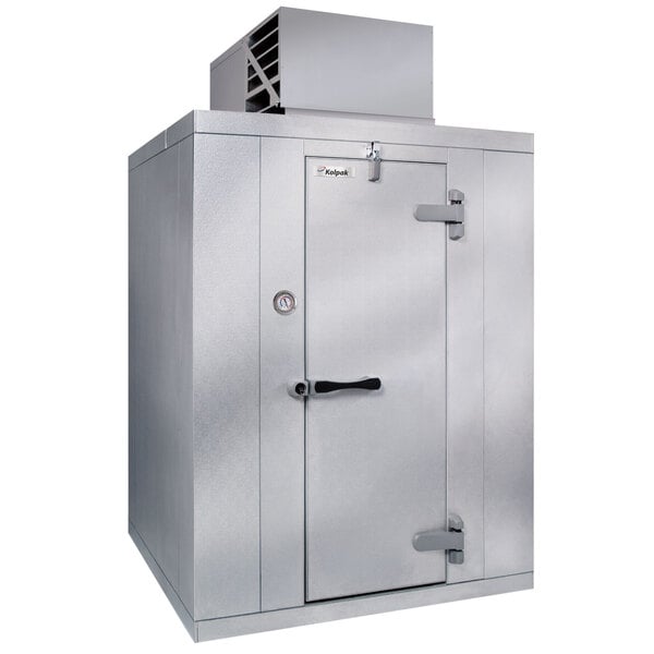 A large grey metal box with a door open.