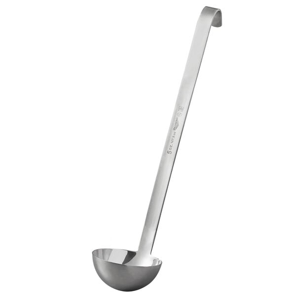 A Vollrath stainless steel ladle with a long handle.
