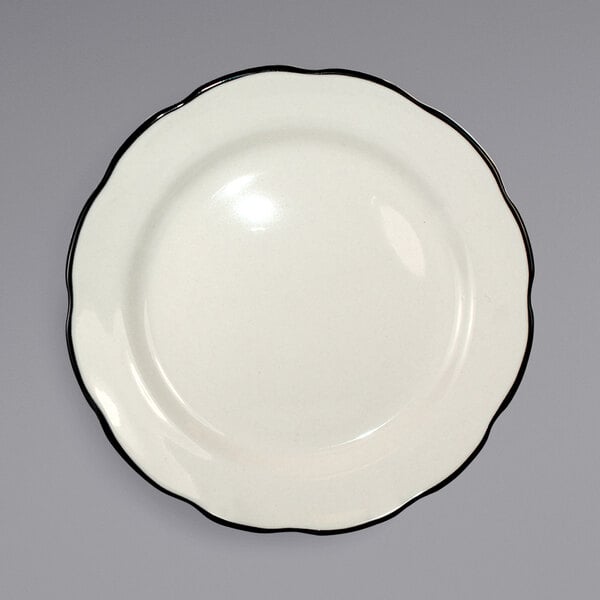 a white plate with a black background