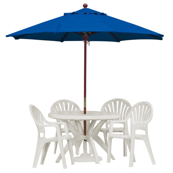 Grosfillex Uspct002 Pacific Fanback Chair And Table Set With Market Umbrella