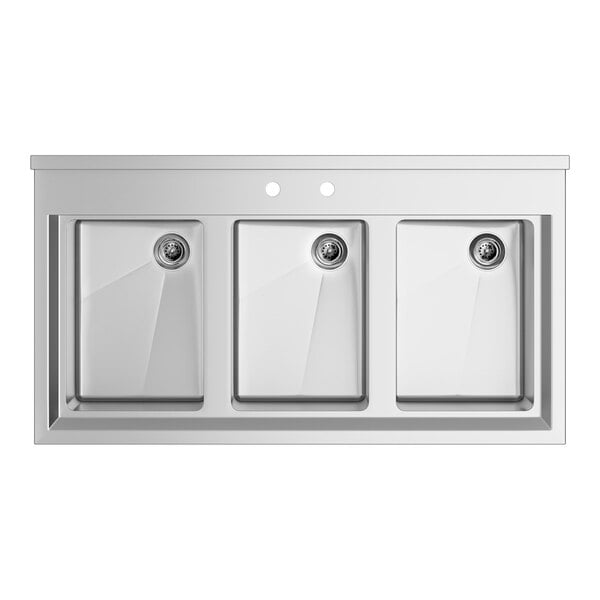 Regency 38 1/2" x 21" Three Bowl Underbar Sink