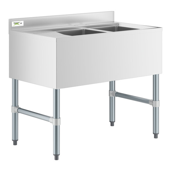 A stainless steel Regency underbar sink with a left drainboard.