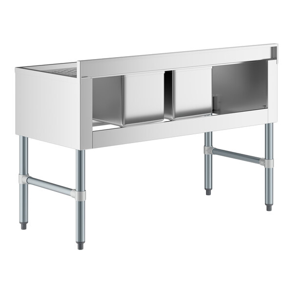 Regency 48" x 21" Two Bowl Underbar Sink with Two 13" Drainboards