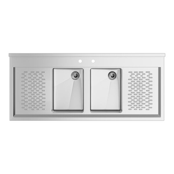 Regency 48" x 21" Two Bowl Underbar Sink with Two 13" Drainboards