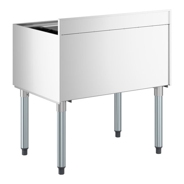 Regency IB213012 21" x 30" Stainless Steel Underbar Ice Bin with Bottle Holders - 98 lb.