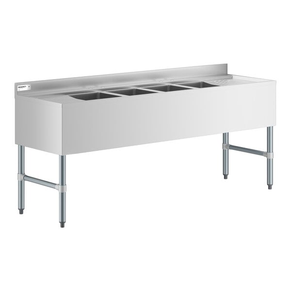 Regency 72" x 21" Four Bowl Underbar Sink with Two 13" Drainboards