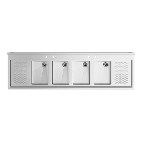 Regency 72" x 21" Four Bowl Underbar Sink with Two 13" Drainboards