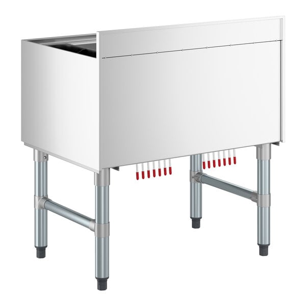 Regency IB213008-7CPT 21" x 30" Underbar Ice Bin with 7 Circuit Post-Mix Cold Plate and Bottle Holders - 65 lb.