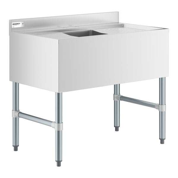 Regency 36" x 21" One Bowl Underbar Sink with Two 13" Drainboards