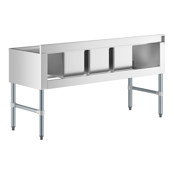 Regency 60" x 21" Three Bowl Underbar Sink with Two 13" Drainboards