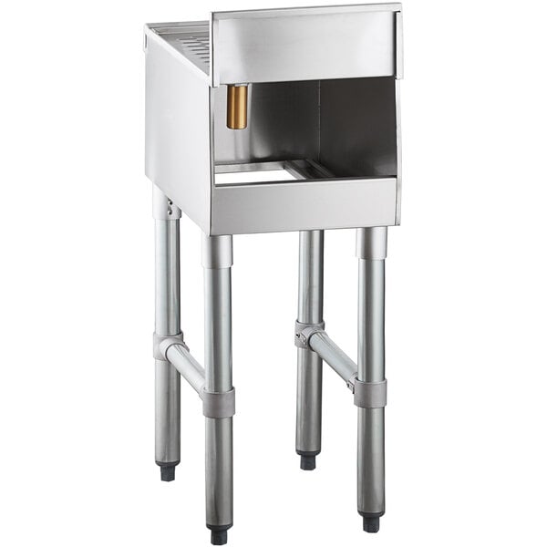 A Regency stainless steel underbar drainboard on a counter.