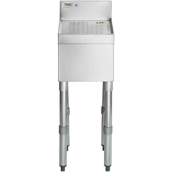 A Regency stainless steel underbar drainboard with legs.