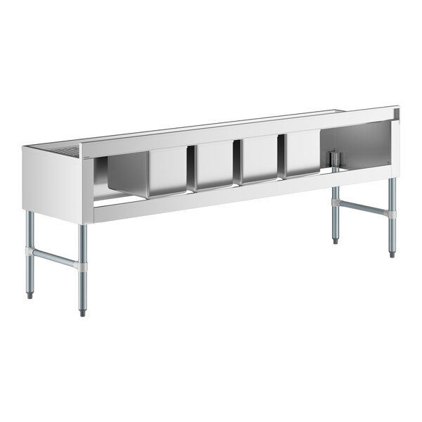 Regency 84" x 21" Four Bowl Underbar Sink with Two 19" Drainboards