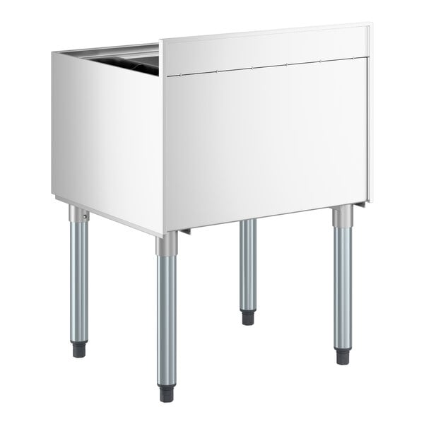 Regency IB212412 21" x 24" Stainless Steel Underbar Ice Bin with Bottle Holders - 77 lb.