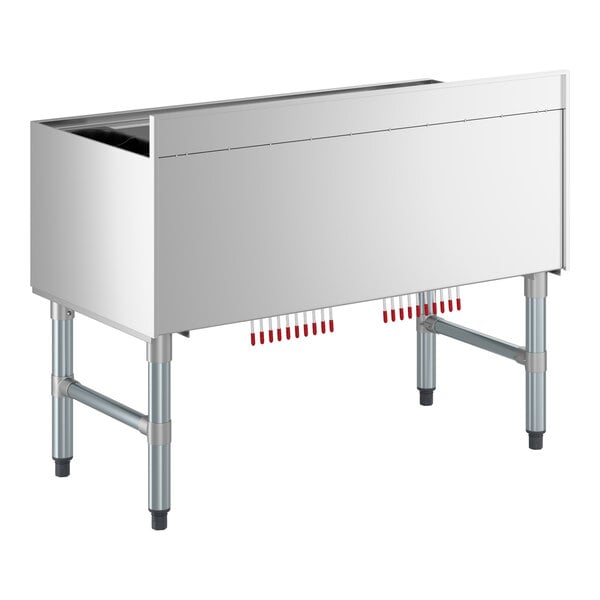 Regency IB214208-10CPT 21" x 42" Underbar Ice Bin with 10 Circuit Post-Mix Cold Plate and Bottle Holders - 93 lb.