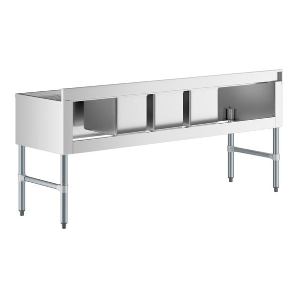 Regency 72" x 21" Three Bowl Underbar Sink with Two 19" Drainboards