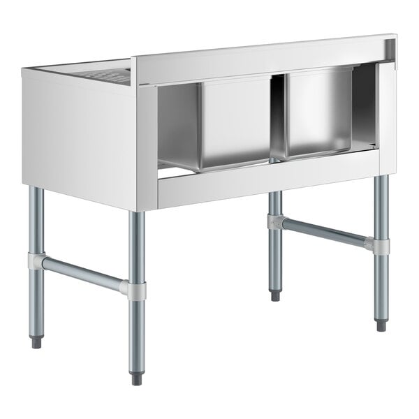 Regency 36" x 21" Two Bowl Underbar Sink with 11 3/4" Right Drainboard