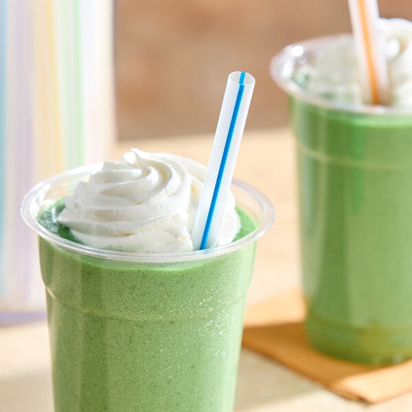 Choice 7 1/2" Multicolor Stripe Pointed Wrapped Smoothie Straw - 4,500/Case